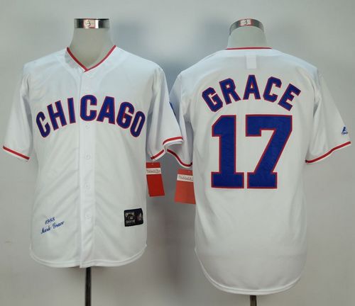 Mitchell And Ness 1988 Cubs #17 Mark Grace White Stitched MLB Jersey - Click Image to Close